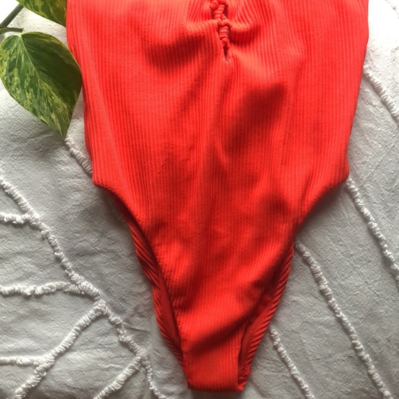 Hollister Hot Red-Orange Ribbed Swimsuit - Picture 2 of 5